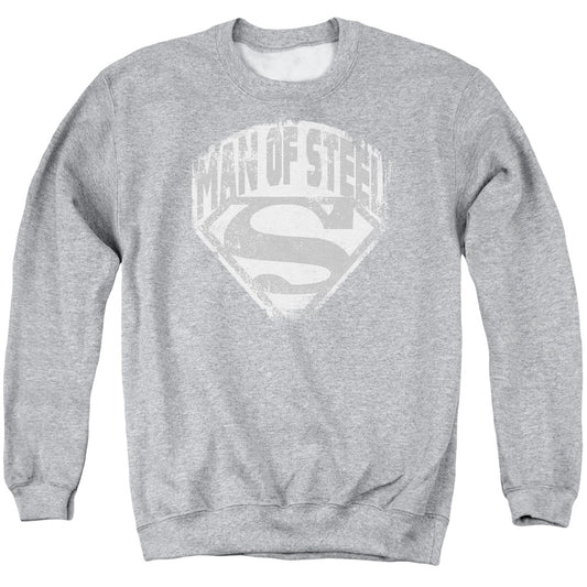 Superman - Man Of Steel Shield - Adult Crewneck Sweatshirt - Athletic Heather