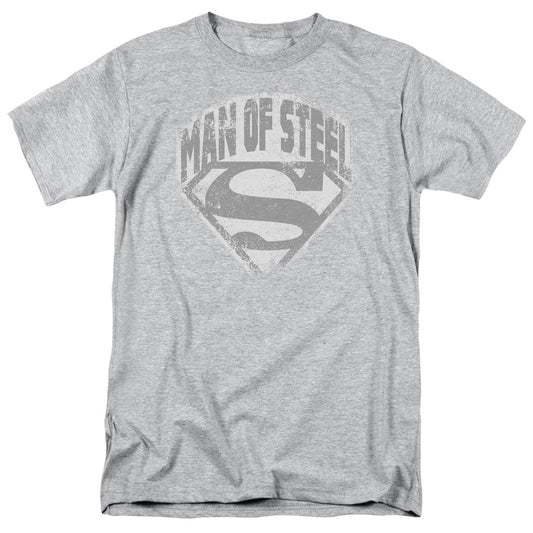 Superman - Man Of Steel Shield - Short Sleeve Adult 18/1 - Athletic Heather T-shirt