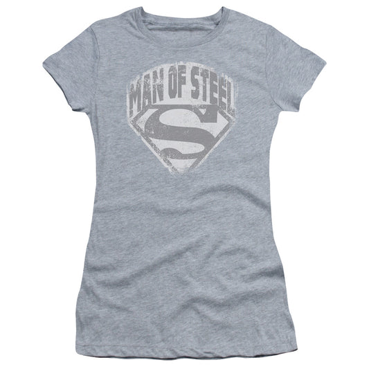 Superman - Man Of Steel Shield - Short Sleeve Junior Sheer - Athletic Heather T-shirt