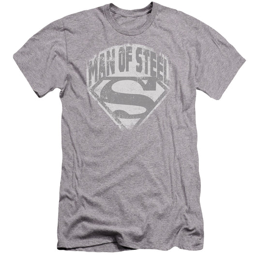 Superman - Man Of Steel Shield-premuim Canvas Adult Slim Fit 30/1 - Athletic Heather
