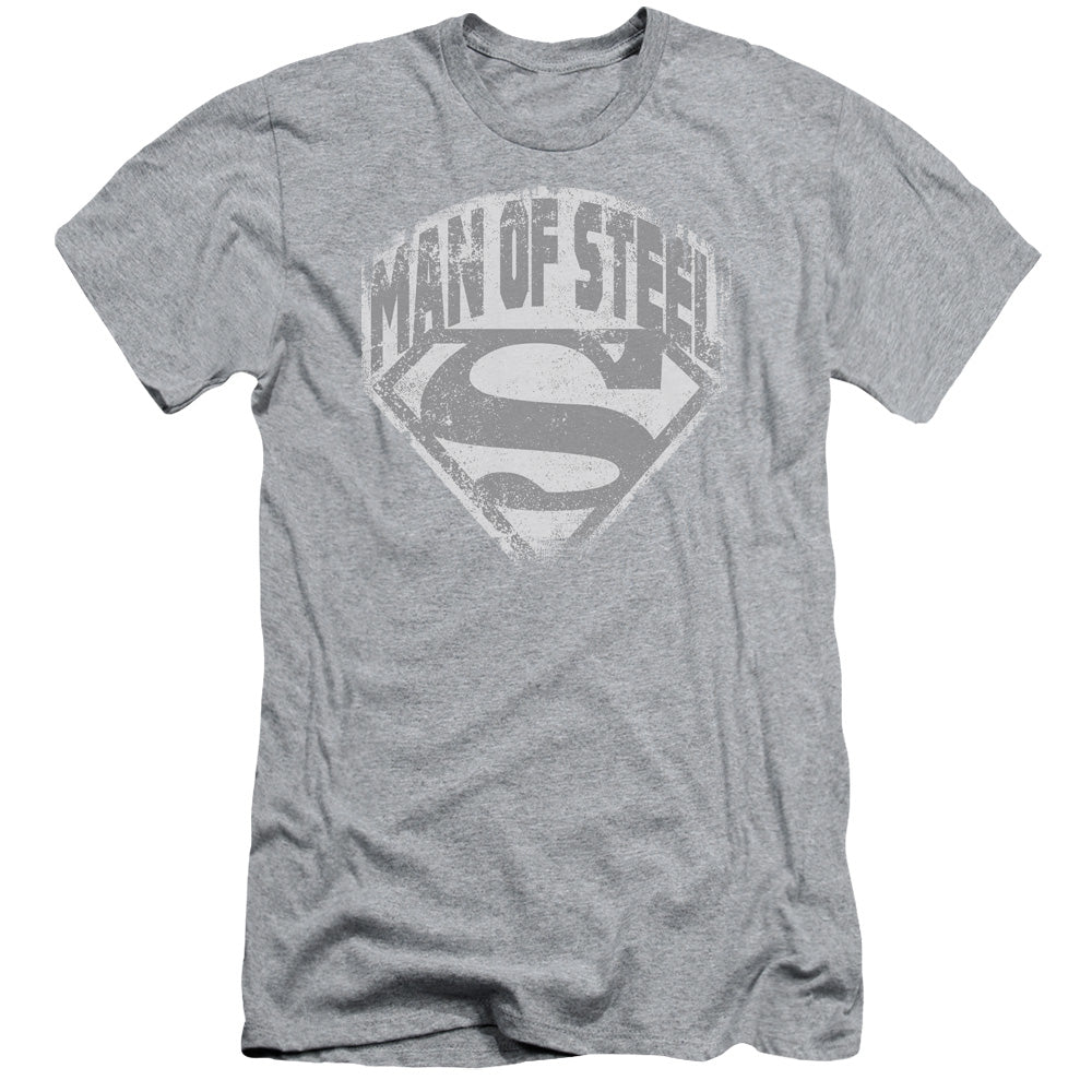 Superman - Man Of Steel Shield - Short Sleeve Adult 30/1 - Athletic Heather T-shirt