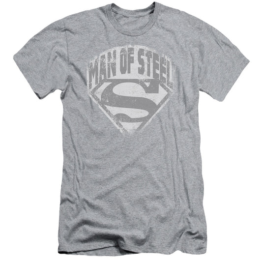 Superman - Man Of Steel Shield - Short Sleeve Adult 30/1 - Athletic Heather T-shirt