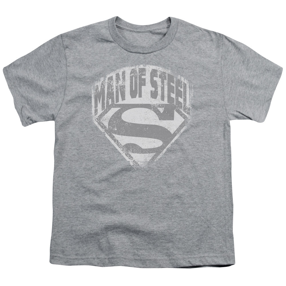 Superman - Man Of Steel Shield - Short Sleeve Youth 18/1 - Athletic Heather T-shirt