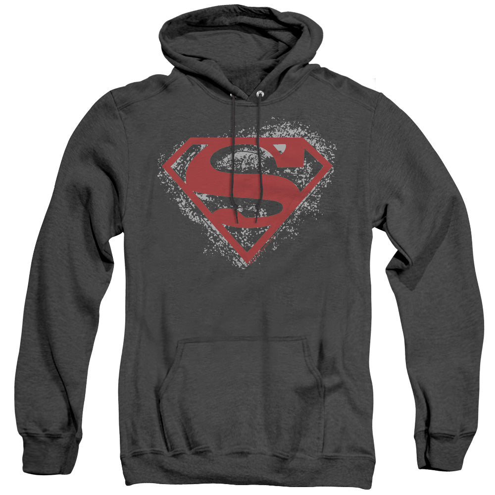 Superman - Hardcore Noir Shield - Adult Heather Hoodie - Black