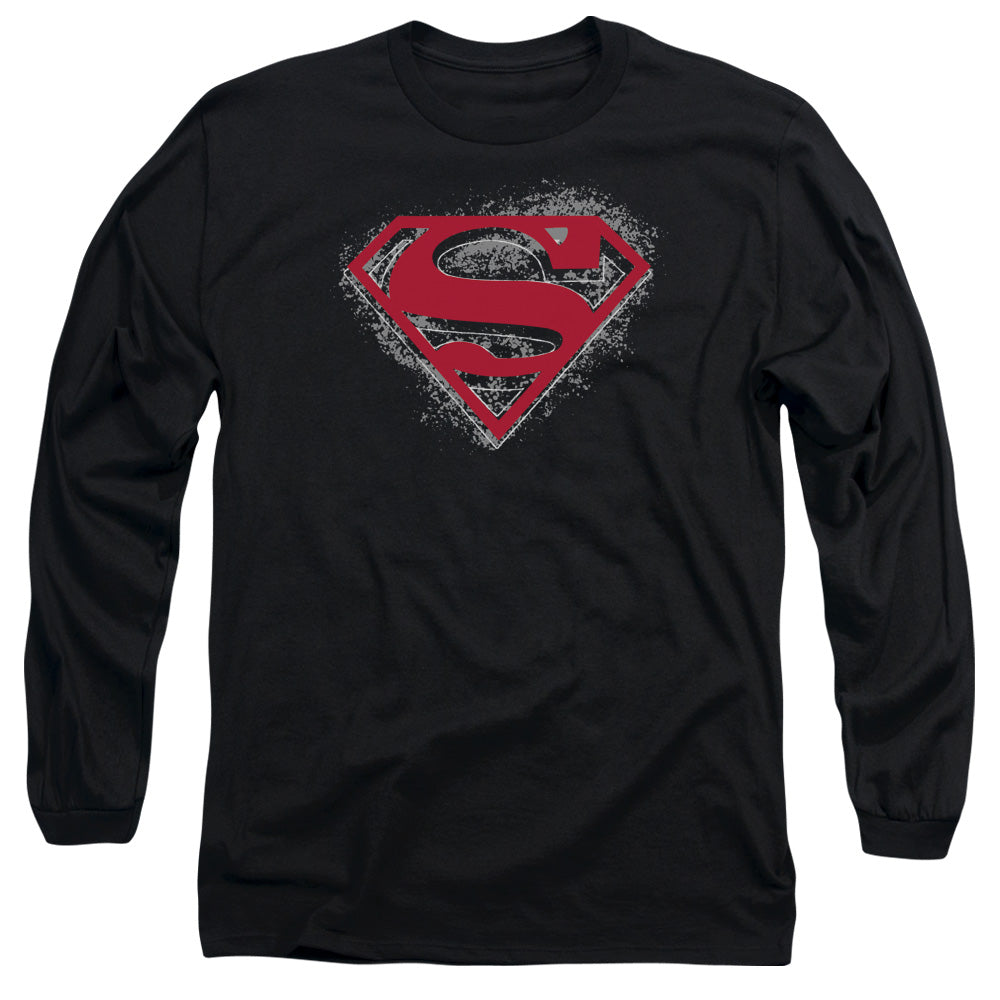 Superman - Hardcore Noir Shield - Long Sleeve Adult 18/1 - Black T-shirt