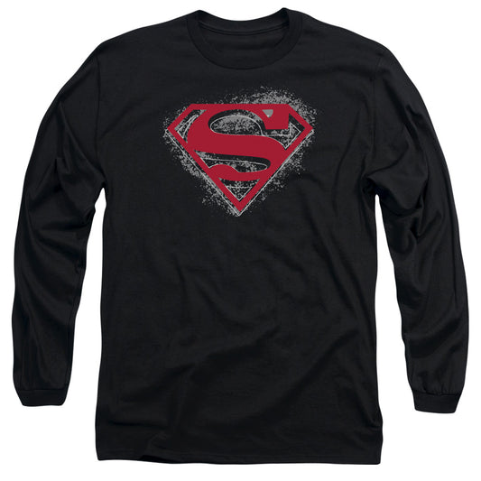 Superman - Hardcore Noir Shield - Long Sleeve Adult 18/1 - Black T-shirt