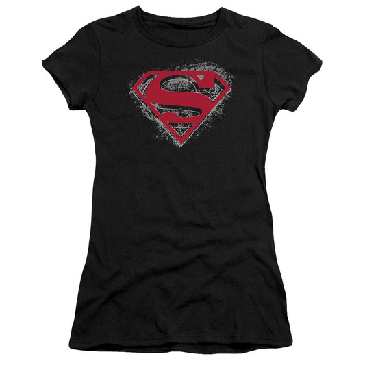 Superman - Hardcore Noir Shield - Short Sleeve Junior Sheer - Black T-shirt
