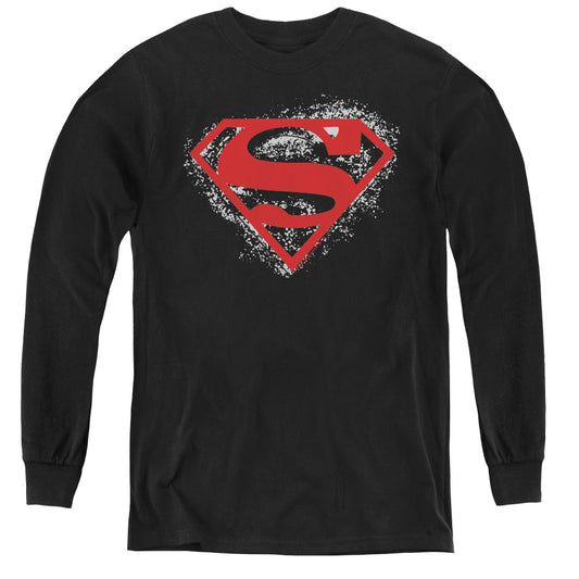 Superman - Hardcore Noir Shield - Youth Long Sleeve Tee - Black