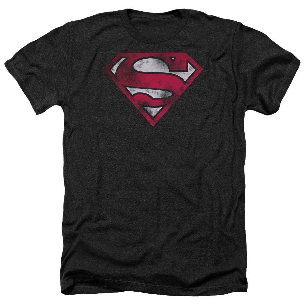 Superman - War Torn Shield - Adult Heather-black