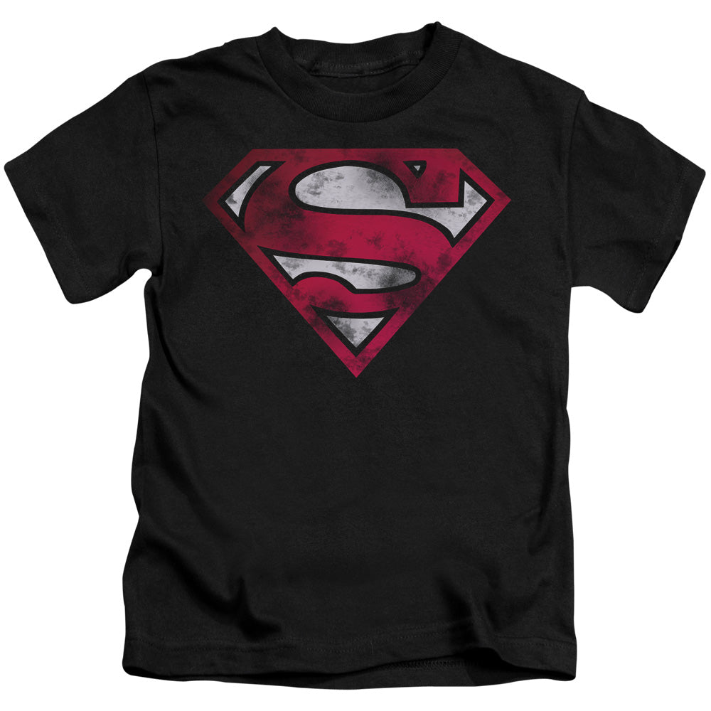 SUPERMAN WAR TORN SHIELD - S/S JUVENILE 18/1 - BLACK - T-Shirt