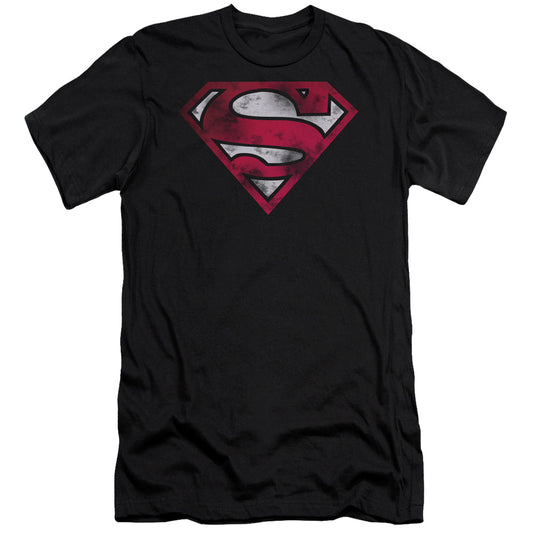 Superman - War Torn Shield - Short Sleeve Adult 30/1 - Black T-shirt
