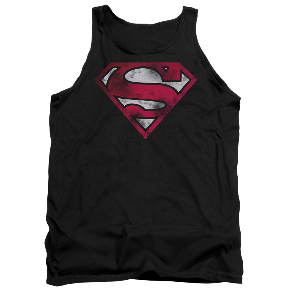 Superman - War Torn Shield - Adult Tank - Black