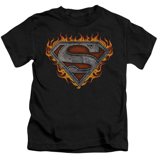 SUPERMAN IRON FIRE SHIELD - S/S JUVENILE 18/1 - BLACK - T-Shirt