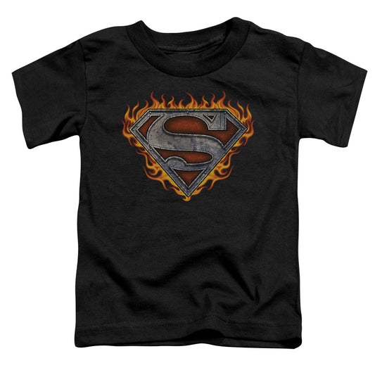 Superman - Iron Fire Shield - Short Sleeve Toddler Tee - Black T-shirt