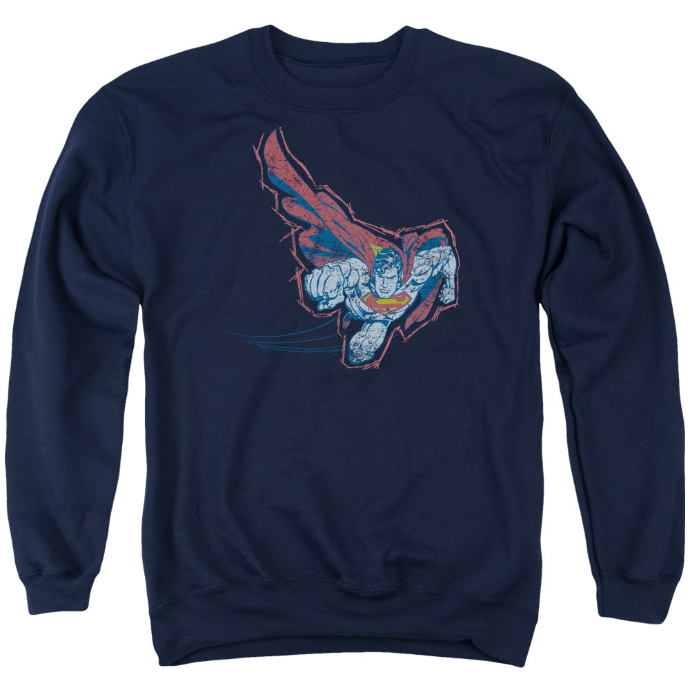 Superman - Scribble & Soar - Adult Crewneck Sweatshirt - Navy
