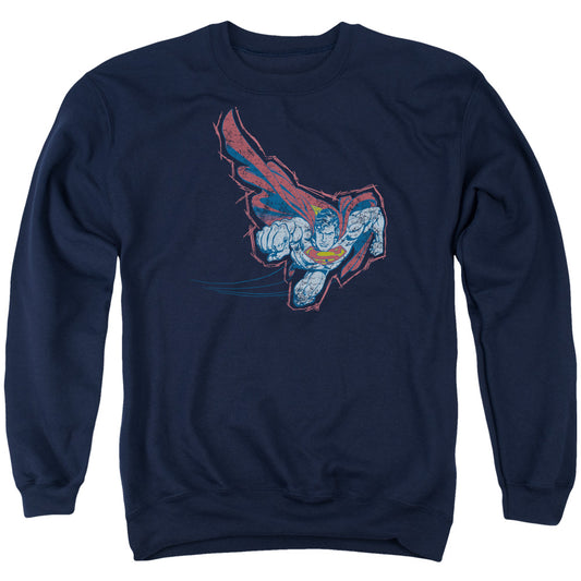 Superman - Scribble & Soar - Adult Crewneck Sweatshirt - Navy