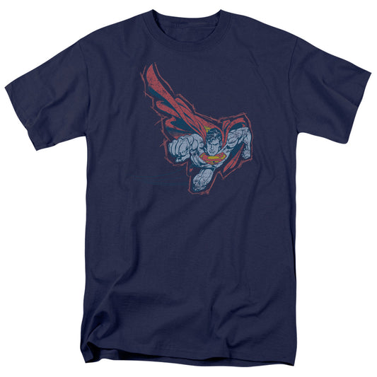 Superman - Scribble & Soar - Short Sleeve Adult 18/1 - Navy T-shirt