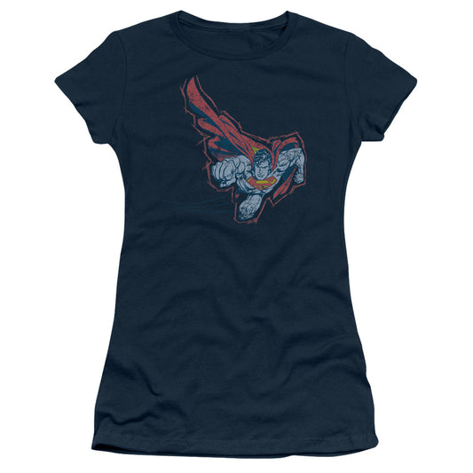 Superman - Scribble & Soar - Short Sleeve Junior Sheer - Navy T-shirt