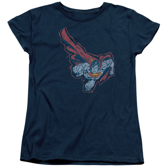 Superman - Scribble & Soar - Short Sleeve Womens Tee - Navy T-shirt