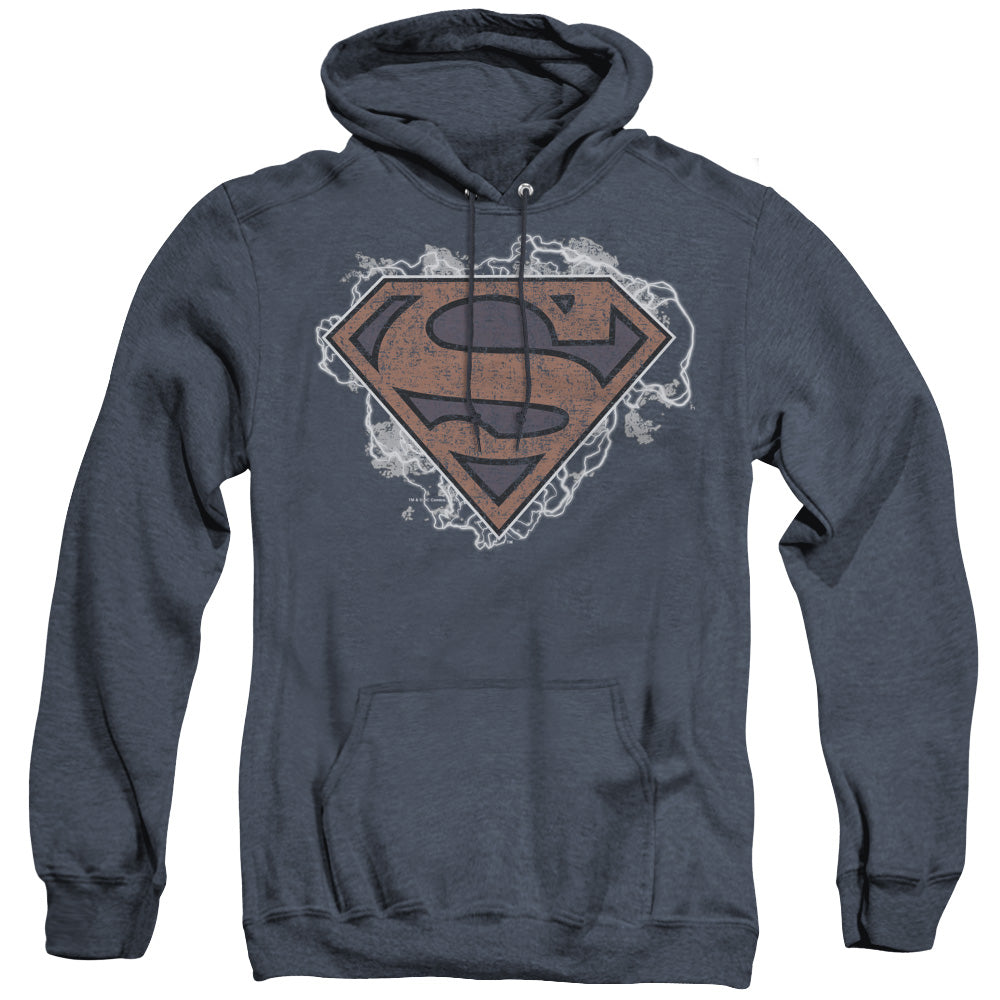 Superman - Storm Cloud Supes - Adult Heather Hoodie - Navy