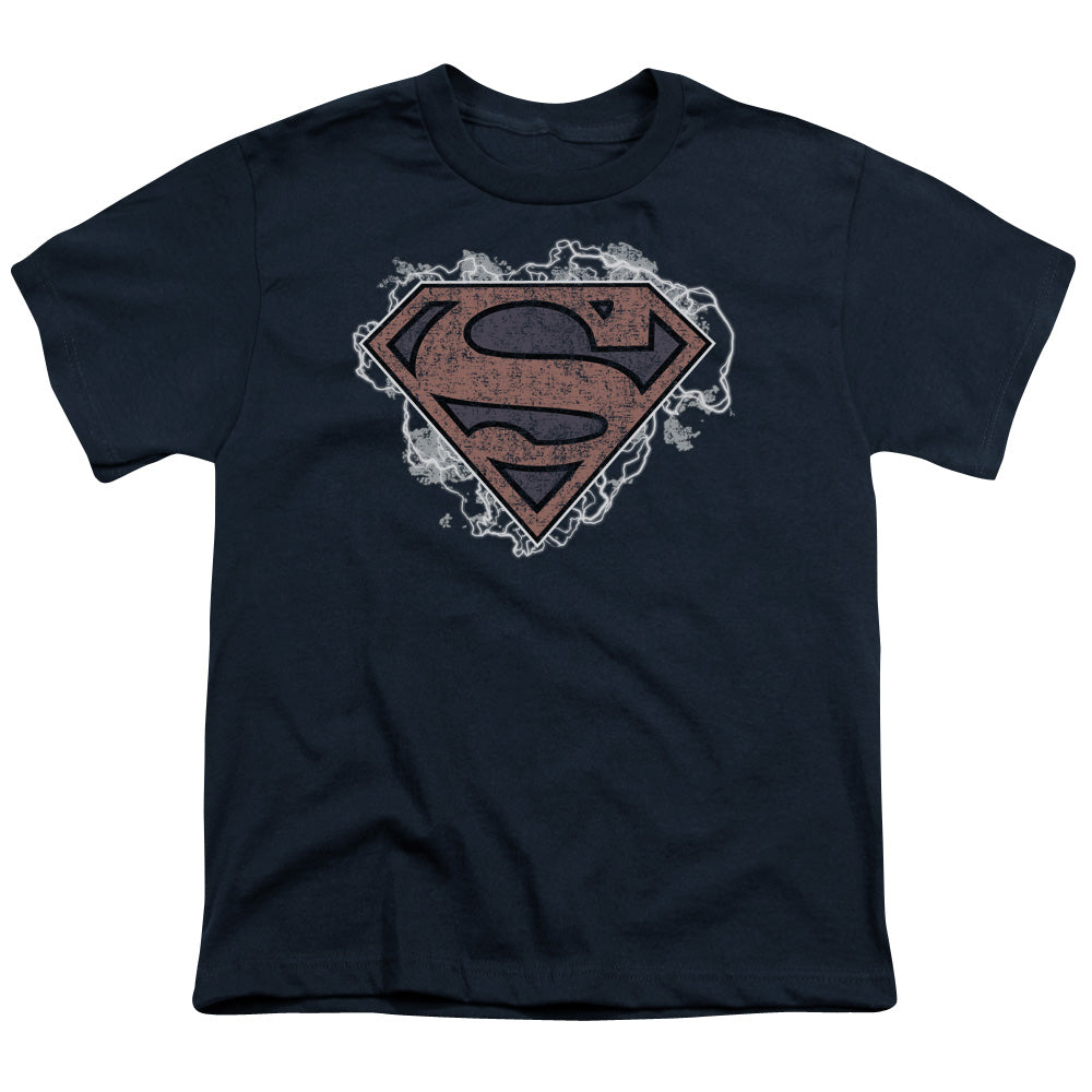Superman - Storm Cloud Supes - Short Sleeve Youth 18/1 - Navy T-shirt