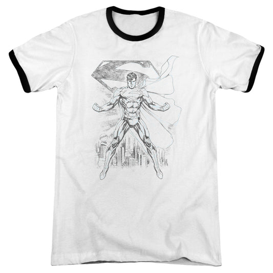 Superman - Super Sketch - Adult Ringer - White/black