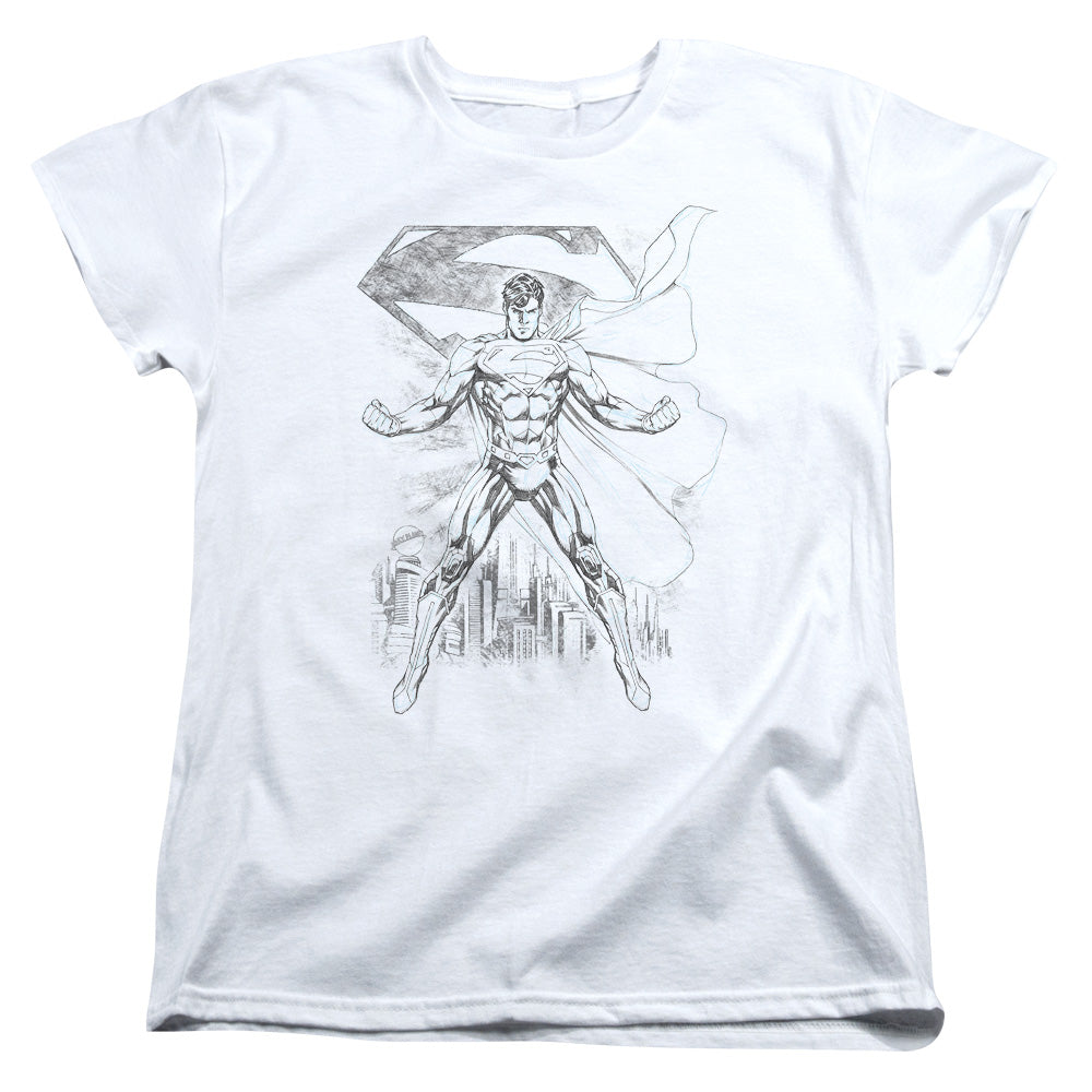 Superman - Super Sketch - Short Sleeve Womens Tee - White T-shirt