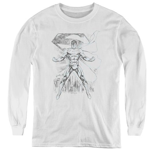 Superman - Super Sketch - Youth Long Sleeve Tee - White