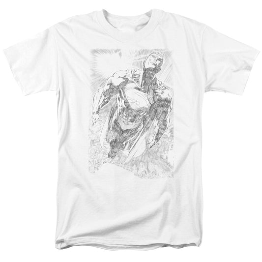 Superman - Exploding Space Sketch - Short Sleeve Adult 18/1 - White T-shirt