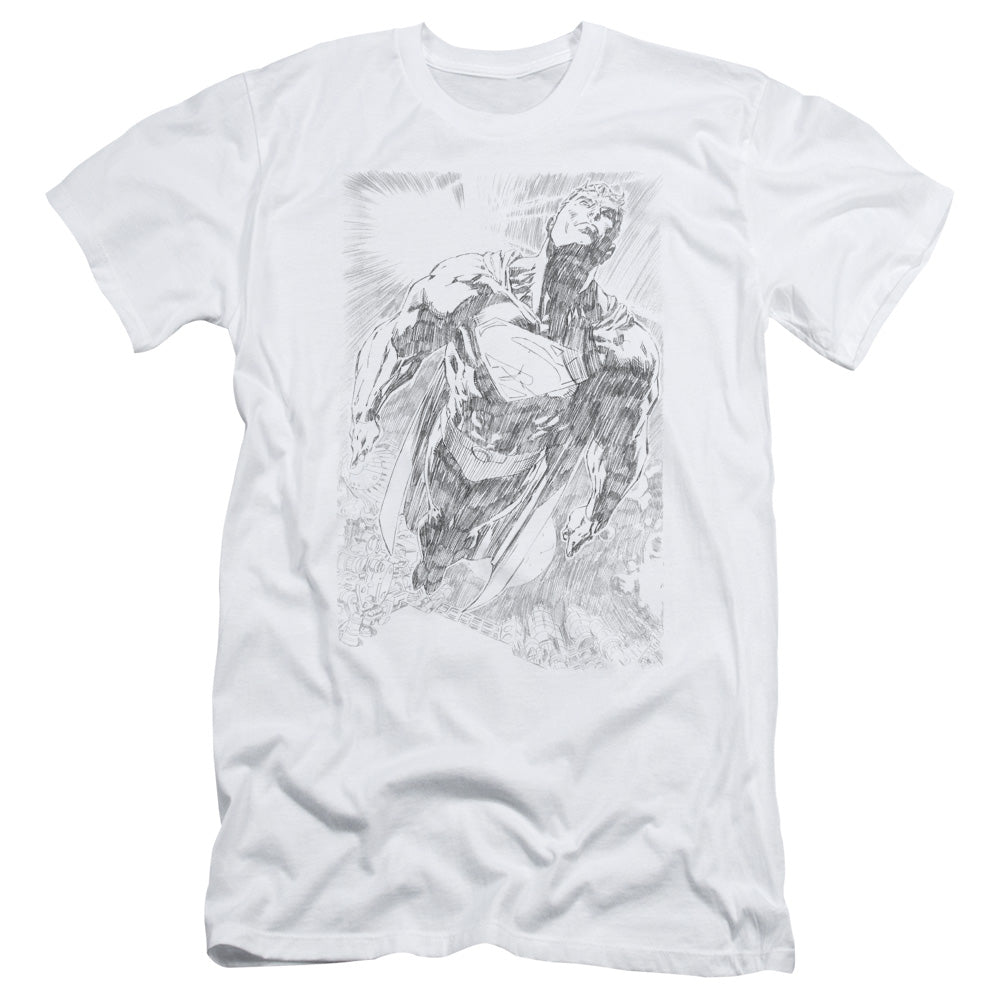 Superman - Exploding Space Sketch - Short Sleeve Adult 30/1 - White T-shirt