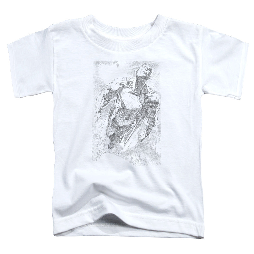 Superman - Exploding Space Sketch - Short Sleeve Toddler Tee - White T-shirt