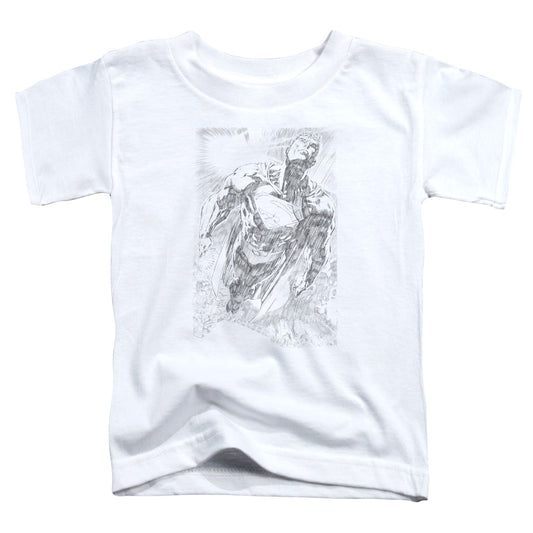 Superman - Exploding Space Sketch - Short Sleeve Toddler Tee - White T-shirt