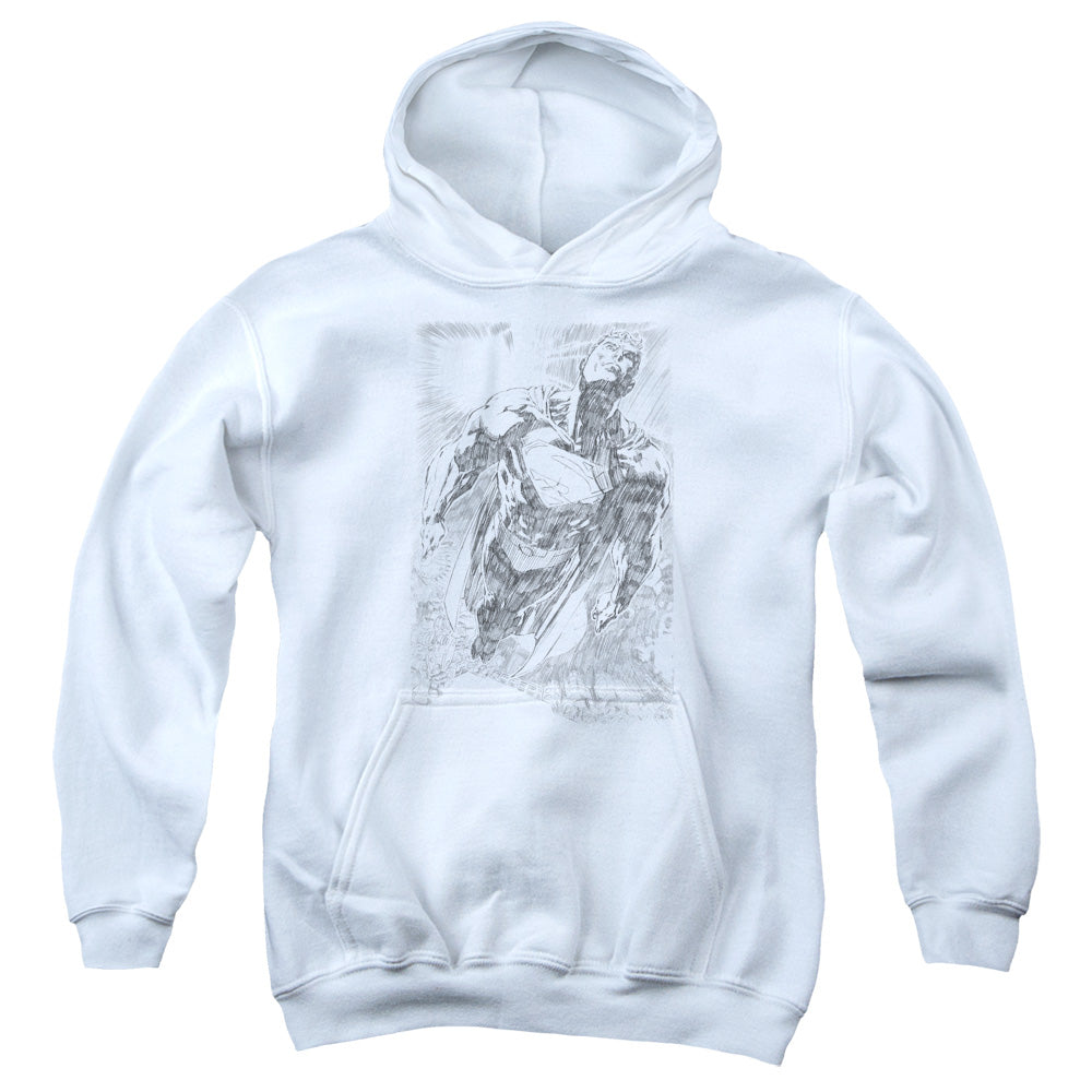 Superman - Exploding Space Sketch - Youth Pull-over Hoodie - White