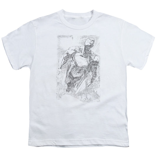 Superman - Exploding Space Sketch - Short Sleeve Youth 18/1 - White T-shirt