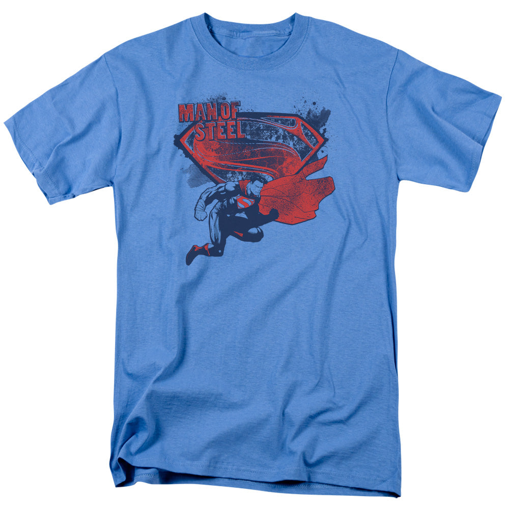 Man Of Steelong Sleeveheild Splat - S - S Adult 18/1 - Carolina Blue T-shirt
