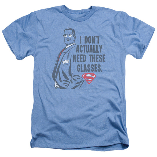 Superman - Dont Need Glasses - Adult Heather - Light Blue