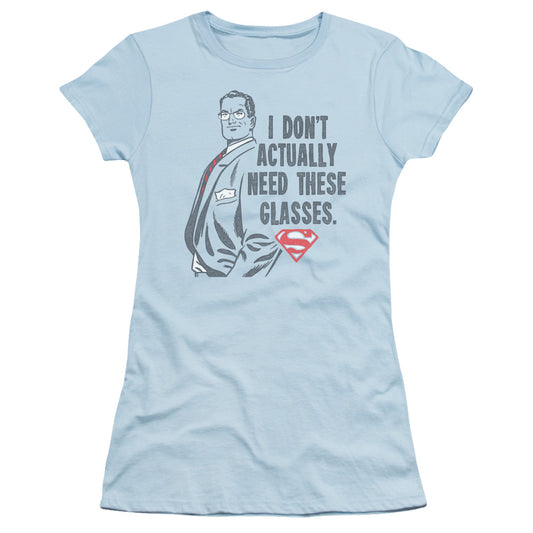 Superman - Dont Need Glasses - Short Sleeve Junior Sheer - Light Blue T-shirt