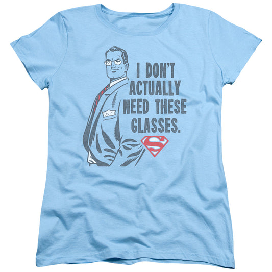 Superman - Dont Need Glasses - Short Sleeve Womens Tee - Light Blue T-shirt