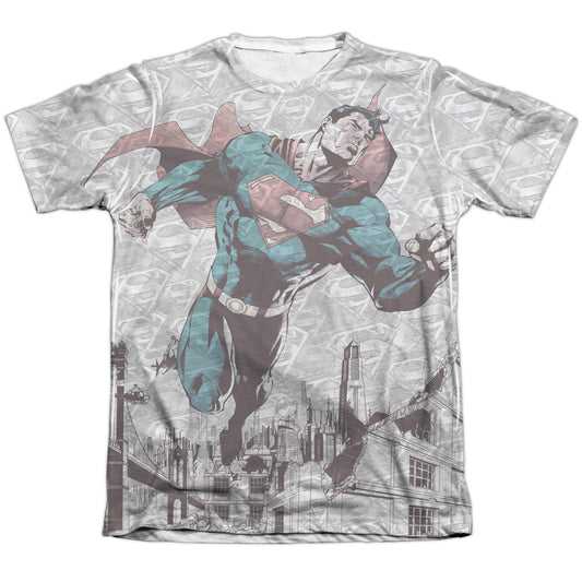 Superman - War Zone - Adult 65/35 Poly/cotton Short Sleeve Tee - White T-shirt