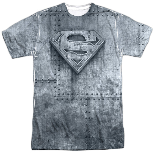 Superman - Made Of Steel -  Short Sleeve Adult 100% Poly Crew - White T-shirt