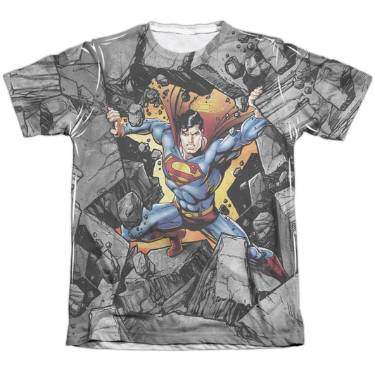Superman - Break On Through - Adult 65/35 Poly/cotton Short Sleeve Tee - White T-shirt