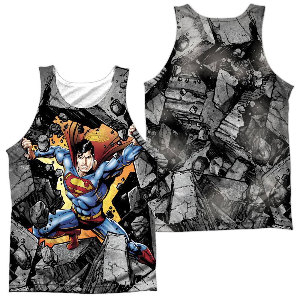 Superman - Break On Through - Adult 100% Poly Tank Top - White