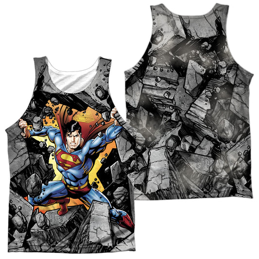 Superman - Break On Through - Adult 100% Poly Tank Top - White