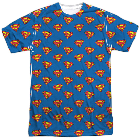 Superman - Super All Over - Short Sleeve Adult Poly Crew - White T-shirt
