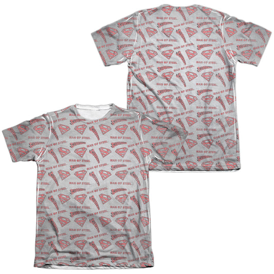 Superman - Repeat Super (Front/back Print) - Adult 35/35 Poly/cotton Short Sleeve Tee - White T-shirt