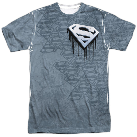 Superman - Drip And Repeat -  Short Sleeve Adult 100% Poly Crew - White T-shirt