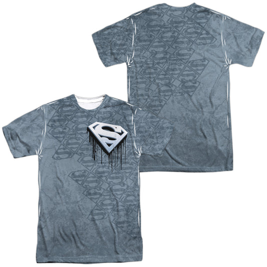 Superman - Drip And Repeat (Front/back Print) -  Short Sleeve Adult 100% Poly Crew - White T-shirt