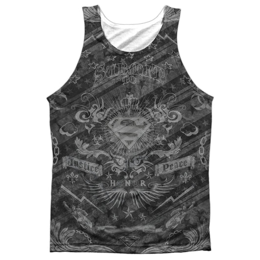 Superman - Submit - Adult 100% Poly Tank Top - White