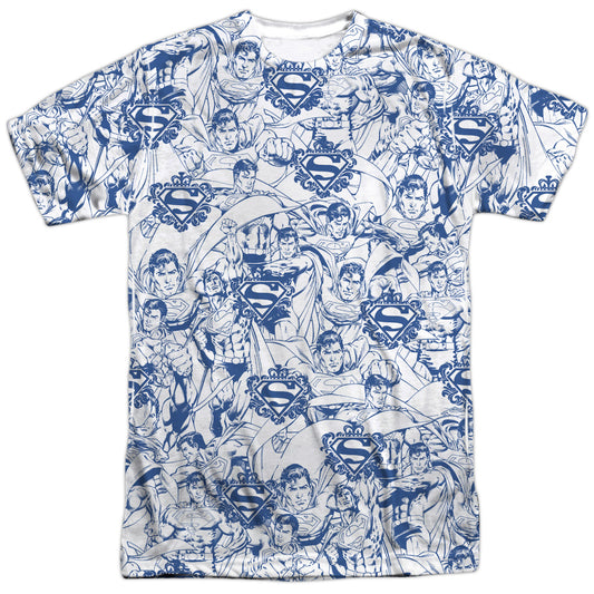 Superman - Super Is The Man -  Short Sleeve Adult 100% Poly Crew - White T-shirt