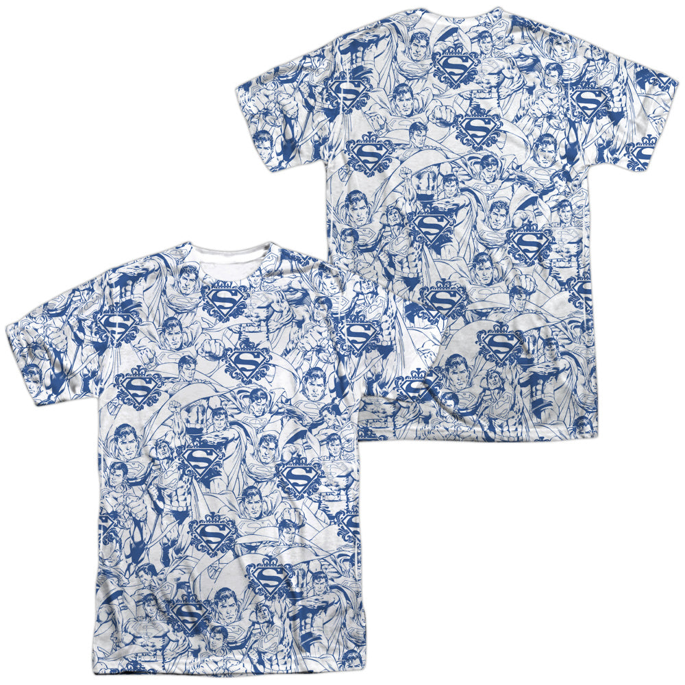 Superman - Super Is The Man (Front/back Print) -  Short Sleeve Adult 100% Poly Crew - White T-shirt
